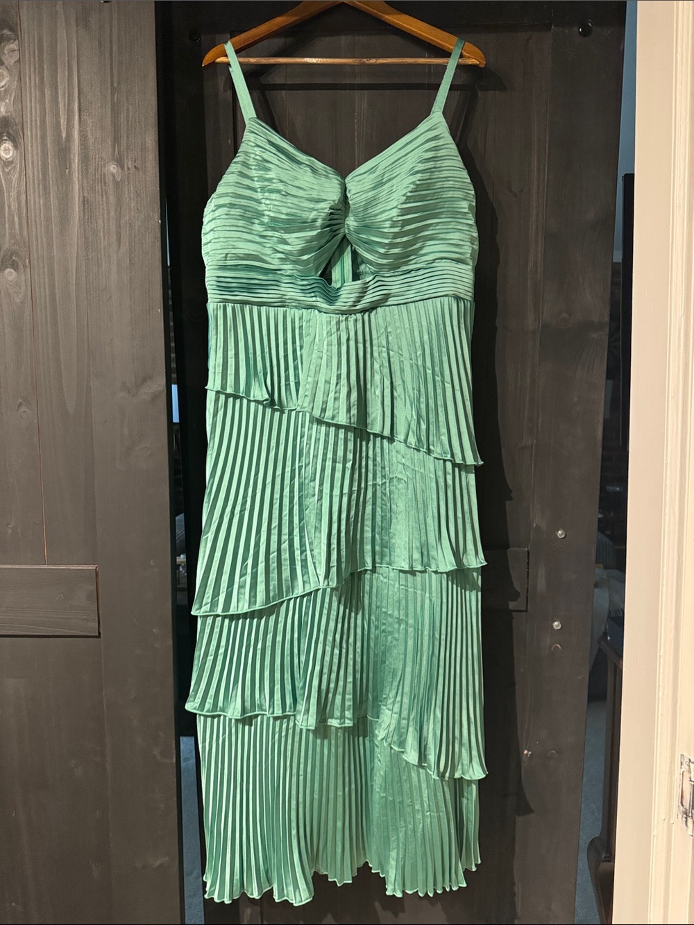 Abercrombie & Fitch Mint Green Pleated Maxi Dress
